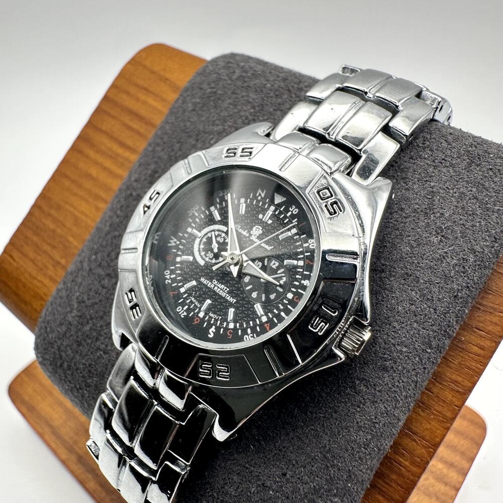 Charles Raymond V0723L Silver Quartz Watch Black Dial